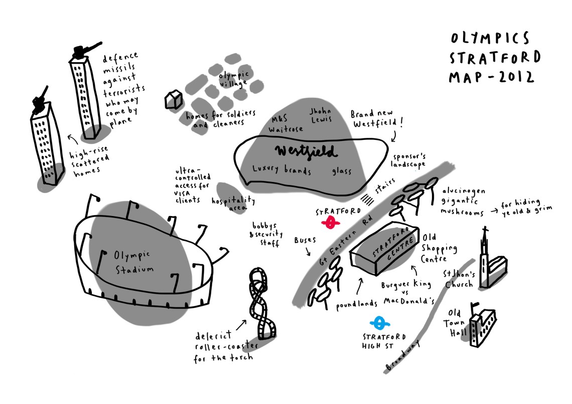 stratford olympic village map merchesico london illustration