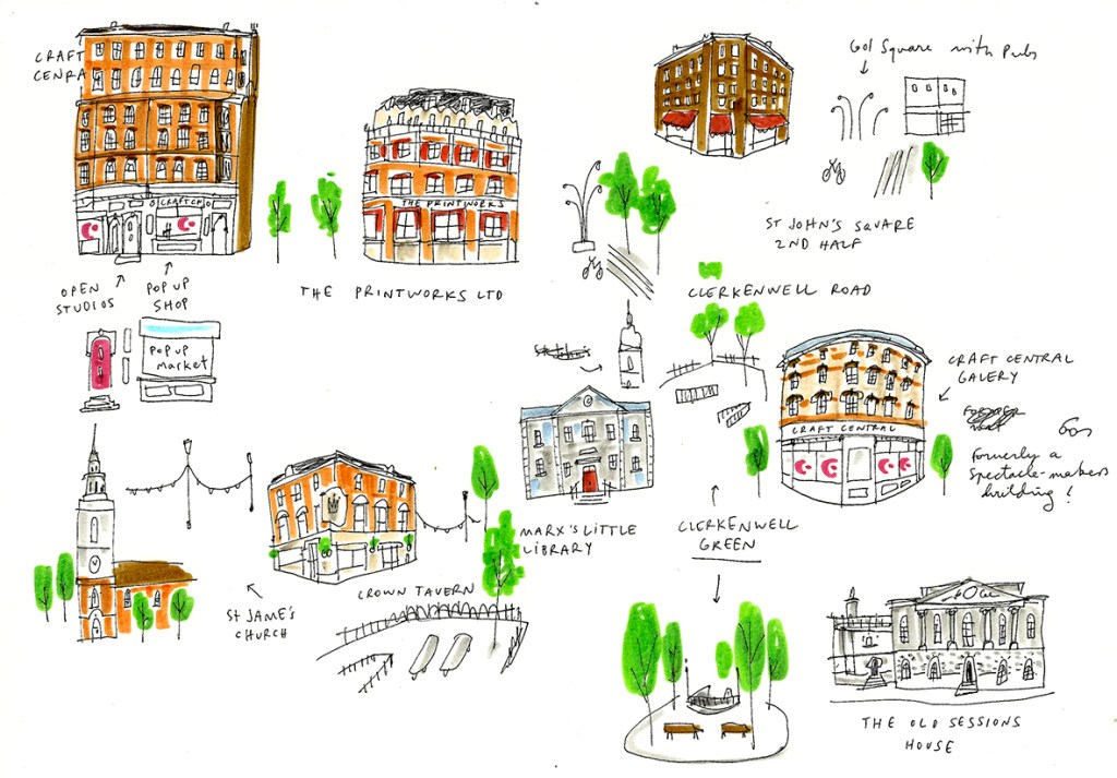 clerkenwell ink sketches mercedes leon illustration