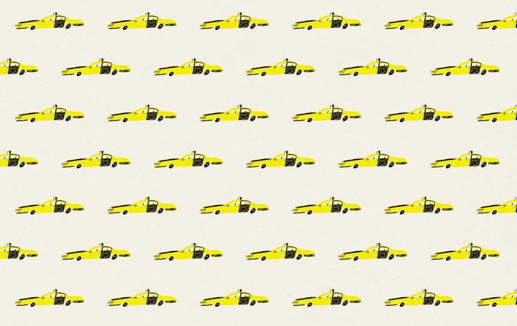 bcn taxi vintage wrap pattern mercedes leon illustration