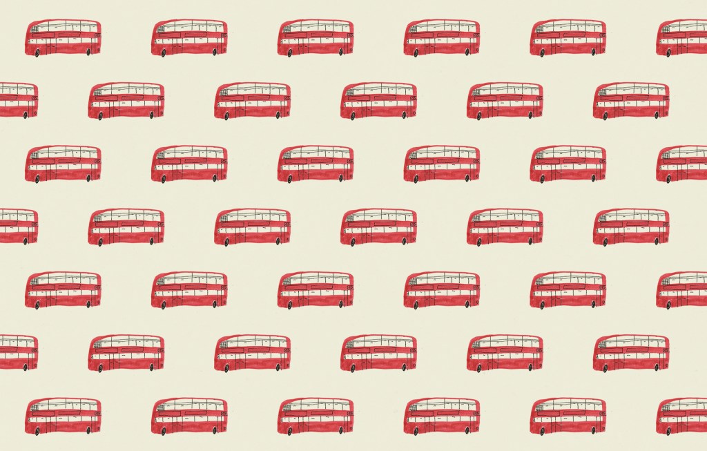 london bus vintage wallpaper pattern mercedes leon illustration