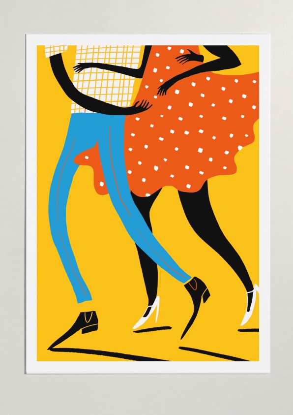 salsa dancers two tango mercedes leon merchesico illustration art print