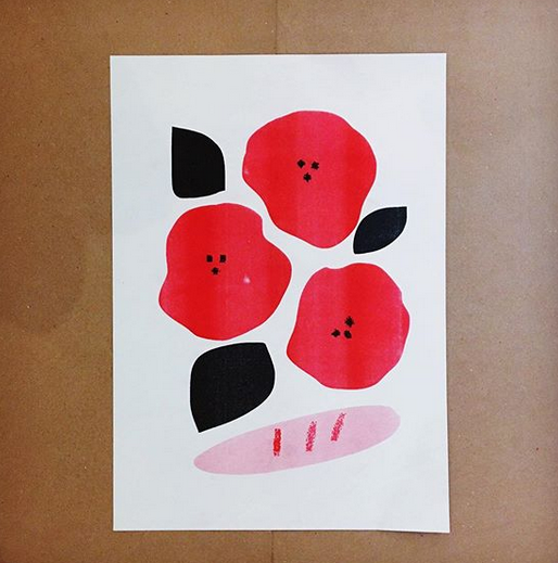 bread and roses a3 2 colour riso print mercedes leon illustration